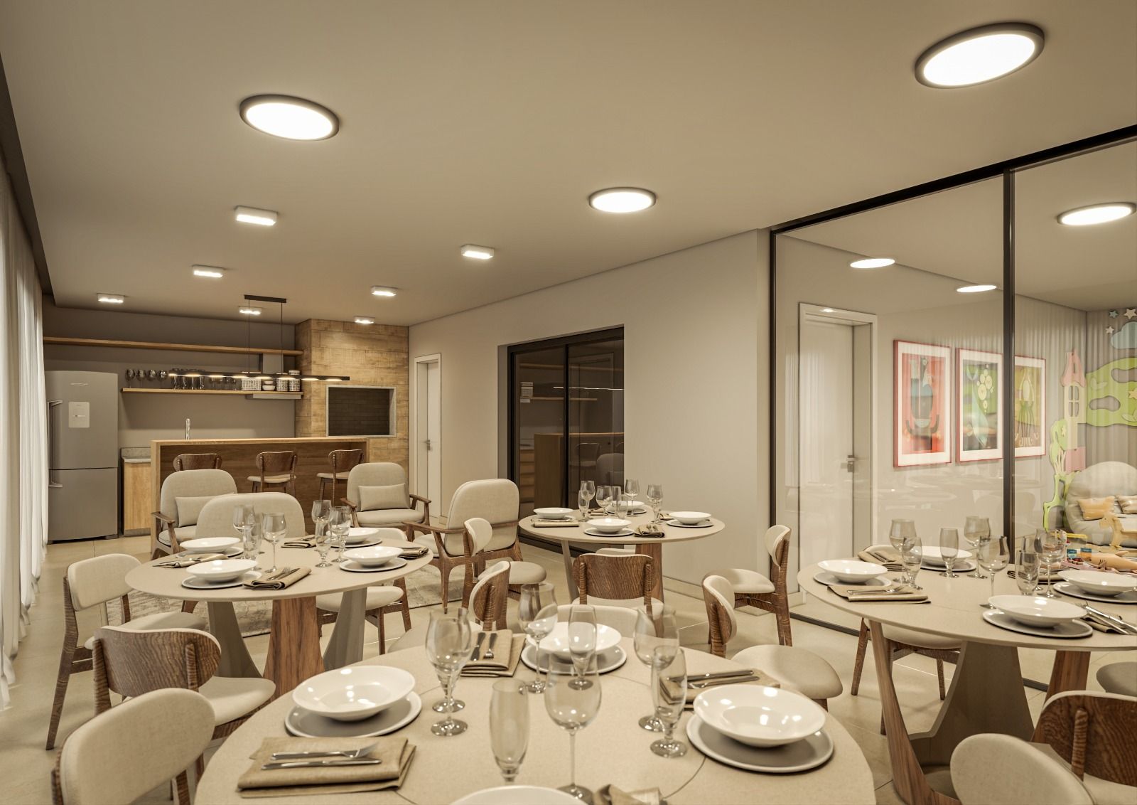 Salão de festas mobiliado 