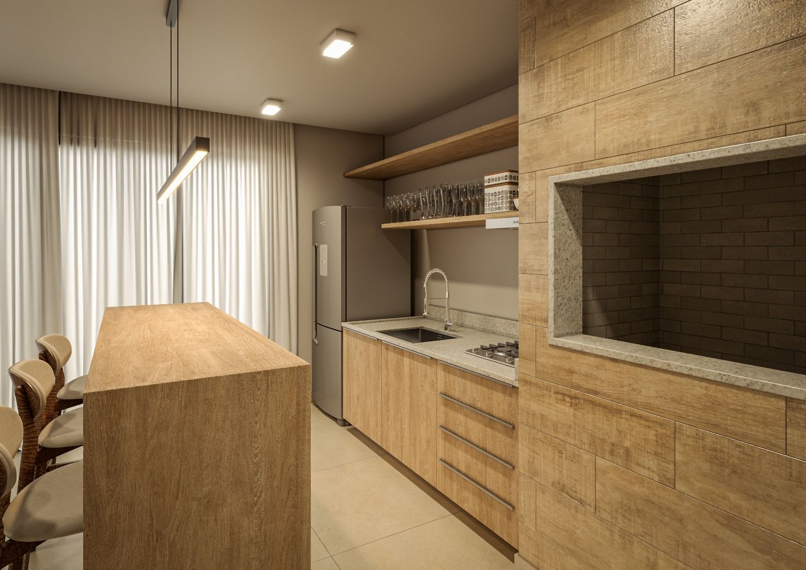 Salão de festas mobiliado 