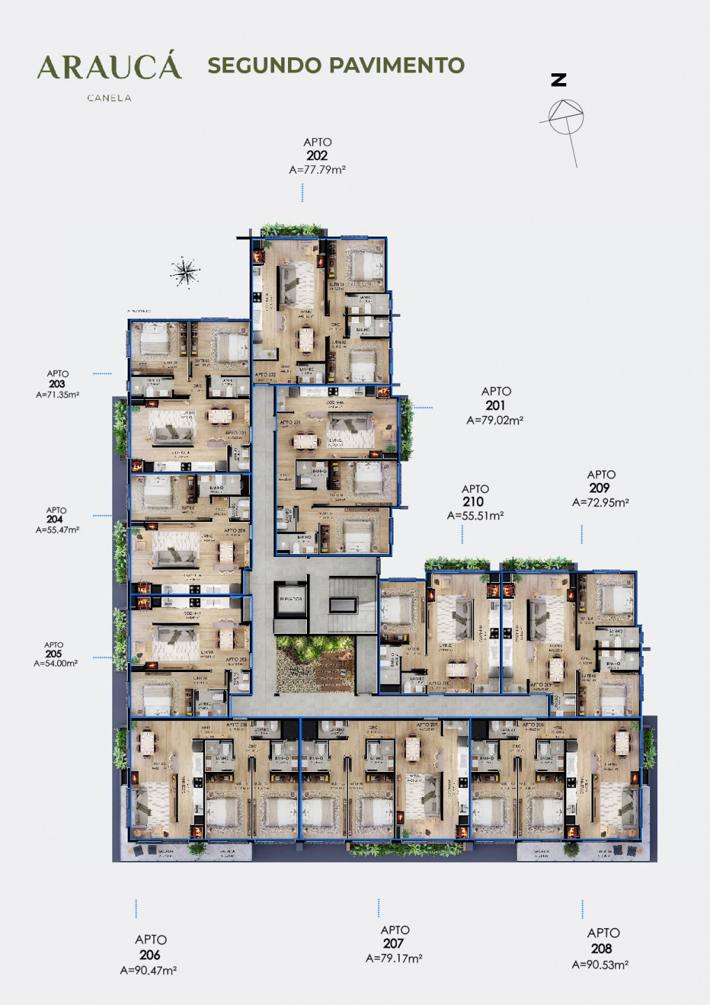 Apartamento à venda em canela, centro , com 2 quartos, 77.79